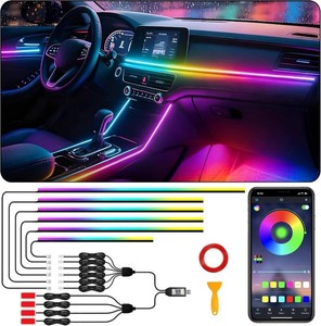 $44 Acrylic Interior Car LED Strip Lights, USB Dreamcolor (10 in 1)