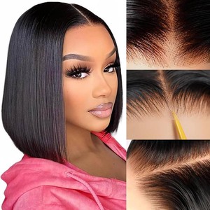 $41 ZHENGON Glueless Bob Wig Human Hair Pre Plucked Pre Cut Wear and Go Bob Wig