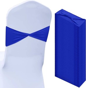 $33 Kinlop 50Pcs Spandex Chair Sashes Bow Chair Band Slider Sash Cover, Blue