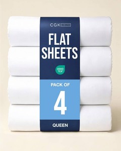 $35 Queen Flat Sheet - Single Top Flat Sheet Only - Soft & Cooling - White