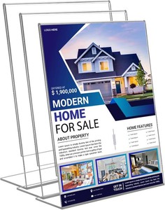 8.5x11 Acrylic Sign Stand Holders, Clear Plastic Table Paper Display Stands