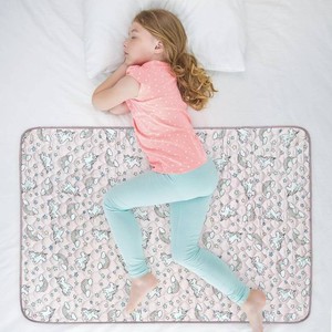 $35 Organic Incontinence Pads for Kids & Toddlers - 5 Layer Waterproof Protectors for Overnight Bed Wetting - Reusable & Washable Pee Pads - Fits Twin to Full Size Beds - 34 x 52 Unicorn