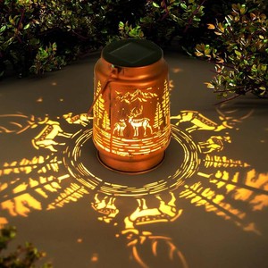 Solar Lanterns Outdoor Garden Decor, Gifts for Women, Mom, Grandma, Birthday, Thanksgiving, Decorative Waterproof Hanging Metal LED Light for Yard, Patio, Lawn, Landscape, Backyard (Deer)