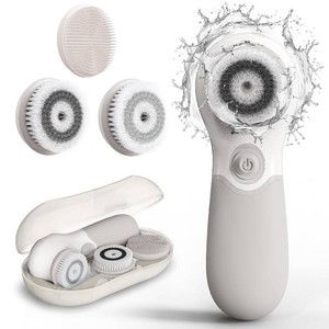 $20 Face Scrubber with 3 Brush Heads & 2 Speeds - Deep Cleaning, Exfoliating, and Massaging for All Skin Types - Facial Cleansing Brush Includes Silicone Head, Travel Case & Free-Plastic Packaging