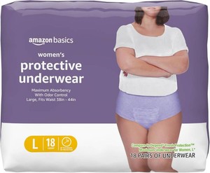 Amazon Basics Postpartum Incontinence Underwear for Women, Maximum Absorbency with Bladder Leak Protection, Fresh Protection, Disposable, Large, Lavender, 18 Count