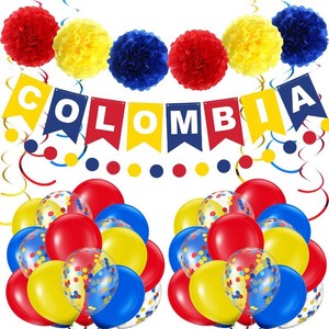 $22 Roundfunny Colombia Party Decorations Kit, Red Blue Yellow Party Supply