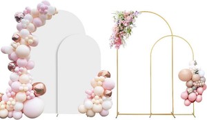 $70 SuuWoee Wedding Arch Backdrop Stand Set of 2 With White Cover (7.2FT6FT)