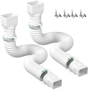 $24 2 Pack Rain Gutter Downspout Extensions Flexible,Drain Downspout Extender Connector 21-68,Screws for Included,White