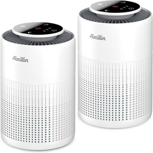 $50 2 Pack Air Purifiers for Home Bedroom H13 True HEPA Air Filter Cleaner, Odor Eliminator, Remove Smoke Dust Pollen Pet Dander, Night Light For Home Living Room Dorm, Quiet 24dB Filtration System