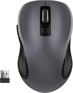WisFox 2.4GHz Wireless Mouse for Laptop, Ergonomic 6-Button Design, Grey