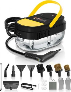 $70 Gautye Steam Cleaner, 3 Level Adjustable Handle, 15s Heat Up, 1.69 Quarts Tank, Portable Steamer for Cleaning with 15 pcs Accessories, Steam Cleaner for Home for Dirt, Grease, Grout, Tile,Floor, Car