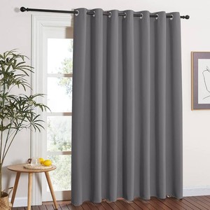 NICETOWN Grey Blackout Patio Sliding Door Curtains 84 inch Length, Grommet Room Divider Thermal Insulated Curtain Drapes for French DoorLiving Room (Gray, W100 x L84, 1 Panel)