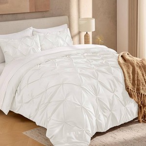 $49 Andency Twin Pinch Pleat Ivory Comforter Set 2 Piece Bedding