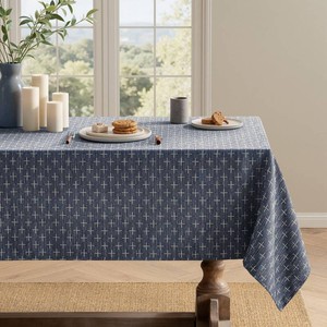 MIULEE Navy Blue Rectangle Cross-Star Textured Table Cloth 52x70 Inch