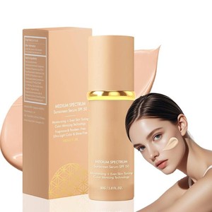 Foundation 4 in 1 - Medium Spectrum with SPF 50, Color Changing Foundation, Hydrating Color Changing Foundation Makeup, Concealer, Sun Protection, Longwearing & Waterproof for All Skin Types