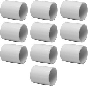 10PCS 34 PVC Pipe Coupling Slip (Socket x Socket) SCH40 White