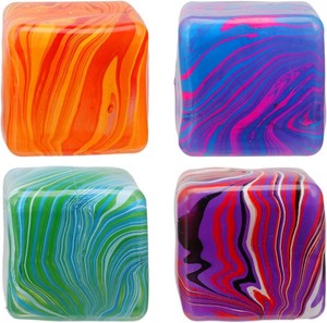 $22 4pcs Swirl Cube Squishy Stress Balls for Adults Kids Fidget Toy Stress Relief for Your Best Mellow and Chill Cubes Square Shape
