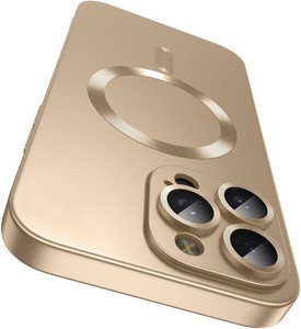 LEKEVO Magnetic for iPhone 16 Pro Case Compatible with MagSafeBuilt-in Camera Lens Protector Slim Soft Silicone Bumper Shockproof Metallic Luster Phone Case (Gold)