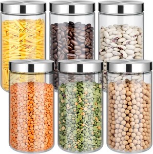 $56 6 Pcs 50oz Clear Canisters Set for Kitchen, Glass Jars with Lids