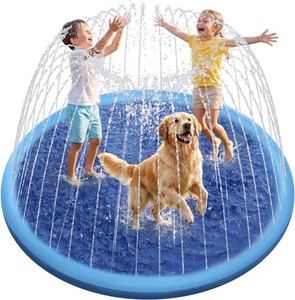 Raxurt Non-Slip Splash Pad for Kids and Dog, 67 Splash Pad Thicken 0.58mm for Kids Ages 4-8 Toddler Baby Splash Sprinkler Pad Dog Pool Summer Outdoor Water Toys for Boys Girls