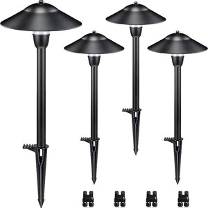 $63 SUNVIE 3W Low Voltage Pathway Lights, 4-Pack 7.9 3000K Classic Aluminum