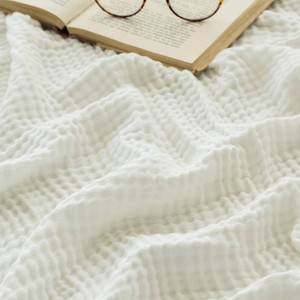 $55 EMME Muslin Blankets for Adults Throw Blanket for Couch Breathable Gauze Soft Lightweight Airy White Queen 90 x 90