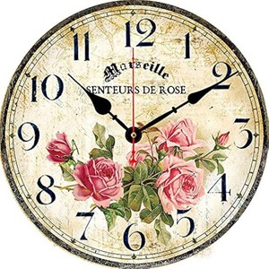 8 inch Pink Rose Vintage French Decorative Wall Clock Silent Kitchen Decor