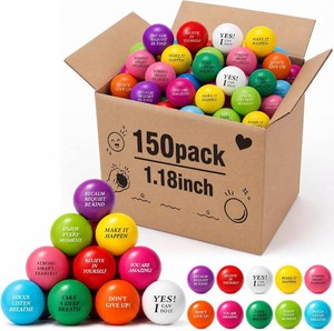 $44 Sotiff 100 Pcs Motivational Balls Bulk, Ten Colors, Uplifting, 150 Pcs