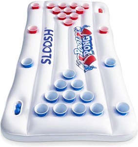 $46 SLOOSH Pool Toys Games Set - Pong Toss Game Water Toys for Adults Kids Family Games, Inflatable Floats Lounge Raft Floating Swimming Pool Accessories 6x3 FT Table with 10 Pong Balls for Parties