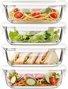 $22 4Pack 24oz0.7L3cup Glass Food Storage Containers with Lids Leak-proof, Glass Meal Prep Bowls Freezer to Microwave Safe (Clear)