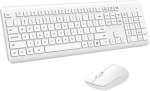 $22 Wireless Keyboard and Mouse Combo, Full Size Silent Ergonomic Keyboard and Mouse, Long Battery Life, Optical Mouse, 2.4G Lag-Free Cordless Mice Keyboard for Computer, Mac, Laptop, PC, Windows(White)