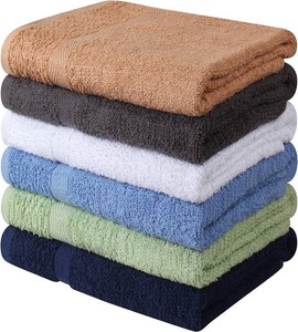 $24 Towel and Linen Mart 100% Cotton 6 Pack Bath Towel Set, Quick Dry, Super Absorbent, Light Weight, Soft, (27 x 54 Pack of 6) Beige, White, Grey, Sky Blue, SAGE Green, Navy