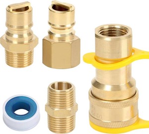 $25 ATKKE 12 QDD LP Natural Gas Quick Connect Fittings Kit, Natural and Propane Gas Hose Quick ConnectDisconnect Plug Set, 100% Solid Brass with Dust Cover