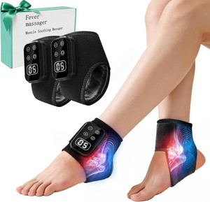 $40 Foot Renew Massager for Neuropathy,4-in-1 Cordless & Portable Foot and Ankle Massager for Heel Warming Heating Pad Heated Brace Wrap with 5 Vibration Modes,4 Heat Levels,Portable for Home,2pcs,Black