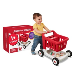 $59 Radio Flyer Scan & Sort Shopping Cart, for Kids 1, Red, for Indoor Play