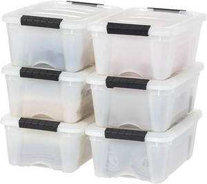 $35 IRIS USA 6-Pack 13 Quart Storage Bins with Lids, Pearl