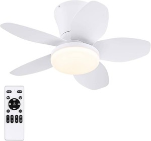 $36 MOONSEA Small Ceiling Fans with Lights, Flush Mount with Remote Control