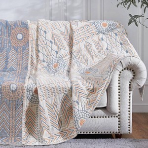 $69 jinchan 100% Cotton Muslin Blanket Queen Boho Bed Blanket 80x90 Orange
