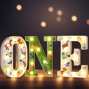 $22 Tujoe One a Saurus Birthday Decorations Dinosaur 1st Birthday Decorations for Boy or Girl 8.5 Inch LED Light up Letters for Centerpieces Table or Backdrop 1 Year Old Party Supplies