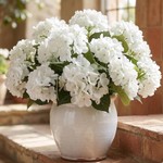 $27 Daynight 4 Pcs Hydrangea Artificial Flowers Outdoor Silk Bouquets, UV Resistant Faux Hydrangeas Flowers for Table Vase Centerpieces Outside Party Wedding Baby Shower Home Outdoor Decor (4, White)