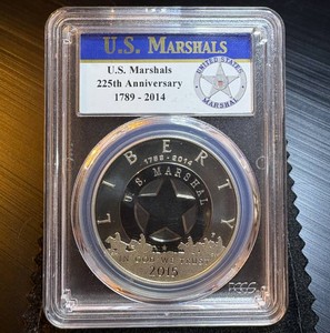 2015-P Silver U.S. Marshals 225th Anniv Dollar, PCGS PR69DCAM, Mint Fresh