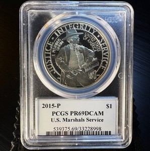 2015-P Silver U.S. Marshals 225th Anniv Dollar, PCGS PR69DCAM, Mint Fresh