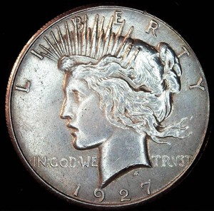 AU Semi-Key 1927-P Peace Dollar, Unaltered Surfaces wDecent Luster