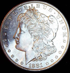 Uncirculated 1881-S Morgan Silver Dollar, Full Blazing Luster