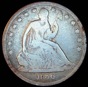 1840-P Seated Liberty Half Dollar, Small Letter, Rev 1839, VG