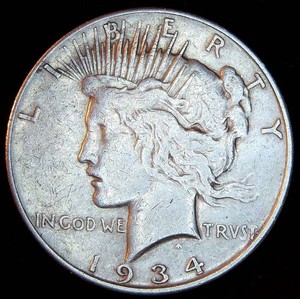 Better Date 1934-D Peace Dollar, Original Surfaces, F