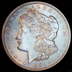 AUBU 1921-P Morgan Silver Dollar, Great Strike & Luster