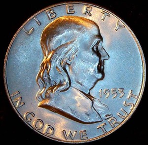 Uncirculated 1953-D Franklin Half Dollar, Full Luster
