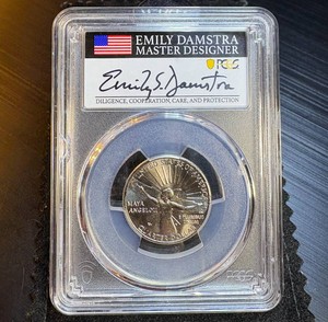 Damstra Signed 2022-D Maya Angelou Quarter, PCGS BU First Strike