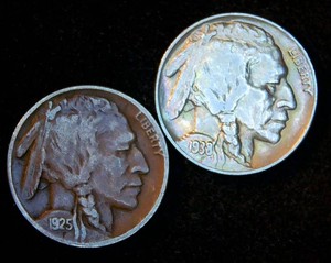 (2) Buffalo Nickels - AU 1938-D WGood Luster & Toning  VF 1925